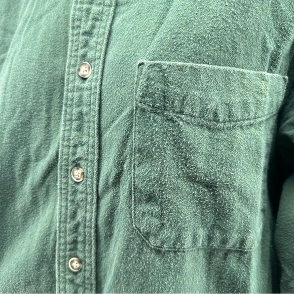 L.L. Bean Vintage Men’s Flannel Button Front Shirt - Green Men’s Size Large Tall - Picture 4 of 4